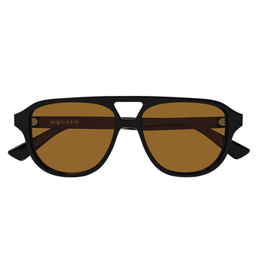 Alexander McQueen Occhiali da Sole AM0573S 003 Nero/Marrone Unisex