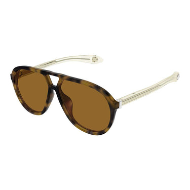 Alexander McQueen Occhiali da Sole AM0586S 002 Marrone Giallo/Marrone Unisex 2