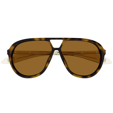 Alexander McQueen Occhiali da Sole AM0586S 002 Marrone Giallo/Marrone Unisex