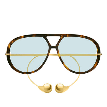 Bottega Veneta Lunettes de Soleil BV1273S 007 Drop Aviator Havana/Vert Unisexe