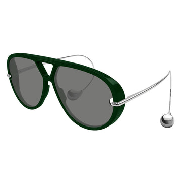 Bottega Veneta Occhiali da Sole BV1273S 008 Drop Aviator Verde/Grigio Unisex 2
