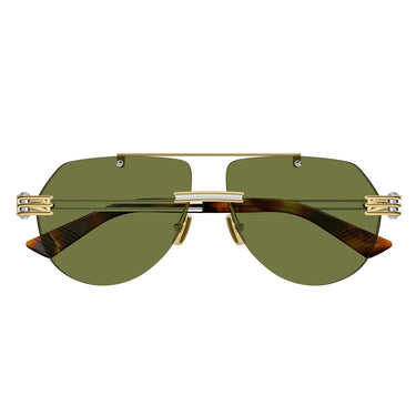 Bottega Veneta Okulary Przeciwsłoneczne BV1342S 003 Złoto-Zielony Unisex
