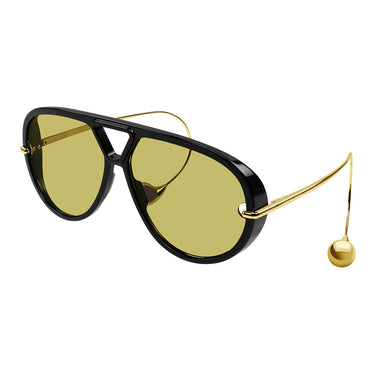 Bottega Veneta Occhiali da Sole BV1273S 003 Drop Aviator Nero/Giallo Unisex 2