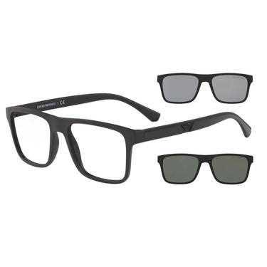 Emporio Armani Occhiali da Vista EA4115 58011W Nero Opaco/Trasparente con 2 Clip Uomo