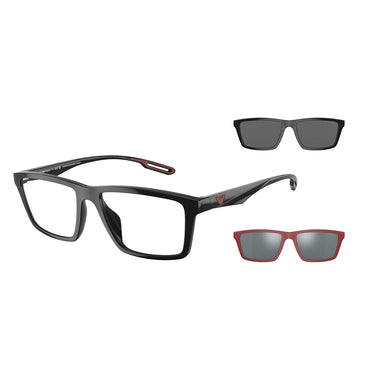 Emporio Armani Occhiali da Vista EA4189U 50171W Nero Lucido/Trasparente con 2 Clip Uomo 3