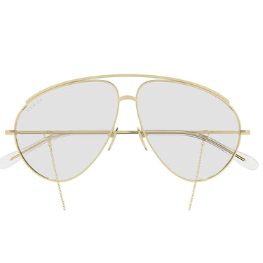 Gucci Sunglasses GG1654S 010 Gold/Transparent Women With Chain