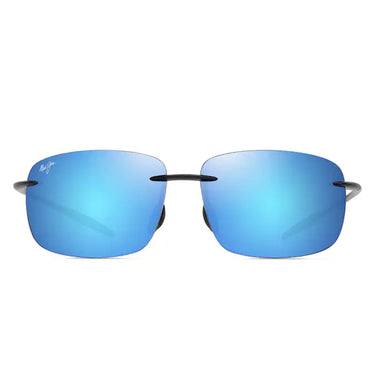 Maui Jim Occhiali da Sole BREAKWALL B422-02 MJ0422S 037 Nero Lucido Blu Hawaii Unisex Polarizzati