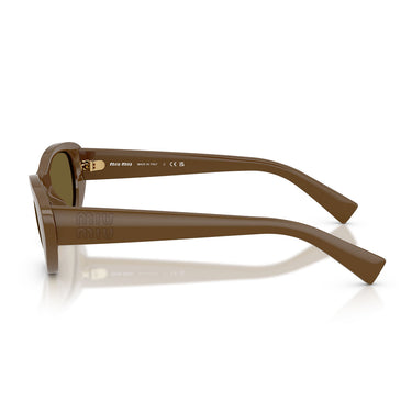 Miu Miu Occhiali da Sole MUC03SU 23R09Z Verde Militare Marrone Scuro Donna 3