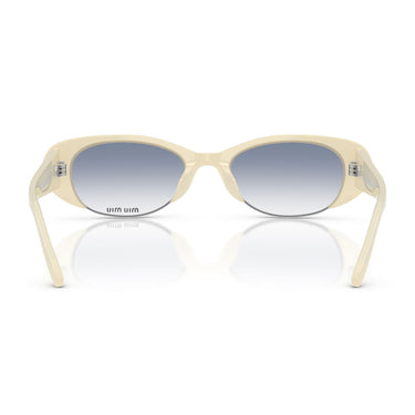 Miu Miu Occhiali da Sole MUC05SU 22Q80O Bianco Opalino Trasparente Sfumato Azzurro Donna 4