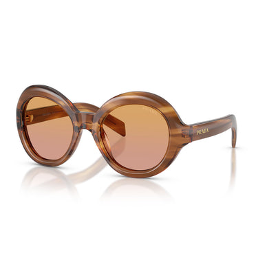 Prada Occhiali da Sole PRD08SU 25O04N Marrone Striato/Marrone Sfumato Arancione Donna