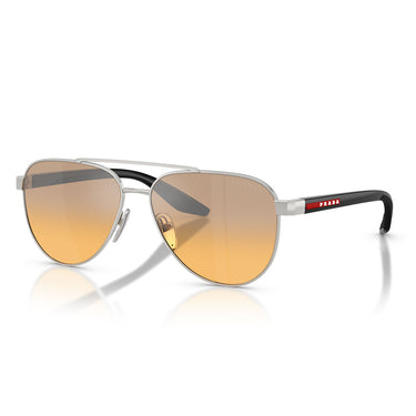 Prada Occhiali da Sole PSA52S 1BC40Z Linea Rossa Argento Grigio Sfumato Arancione Unisex 2