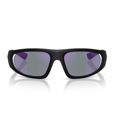 Prada Occhiali da Sole PSB03S 1BO10J Linea Rossa Nero Opaco/Blu Scuro Specchiato Viola Uomo