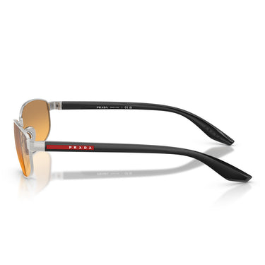 Prada Occhiali da Sole PSB53S 1BC40Z Linea Rossa Argento Arancione Specchiato Uomo 3