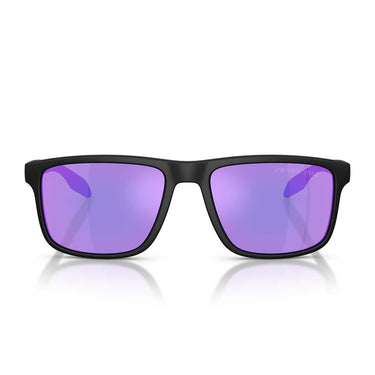 Prada Occhiali da Sole PSC01S 12P31G Linea Rossa Nero Opaco/Viola Specchiato Uomo Polarizzati