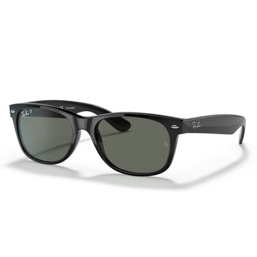 Ray-Ban Occhiali da Sole RB2132 901-58 New Wayfarer Nero Lucido-Verde Unisex Polarizzati 1