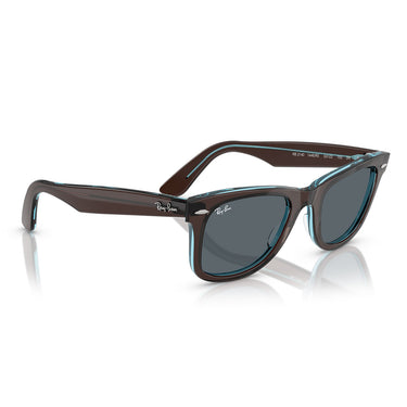 Ray-Ban Sunglasses RB2140 1446R5 Wayfarer Brown On Transparent Blue/Blue Unisex 4