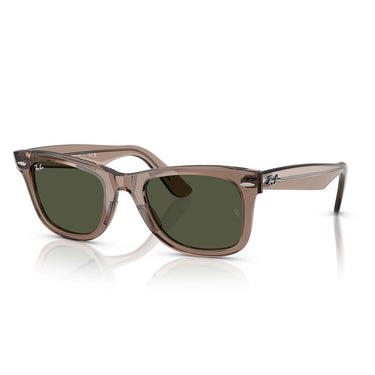 Ray-Ban Occhiali da Sole RB2140 682731 Wayfarer Marrone Chiaro Trasparente/Verde Crystal Unisex