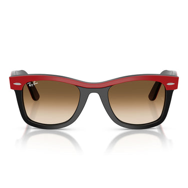 Ray-Ban Lunettes de Soleil RB2240 955/51 Wayfarer Rouge sur Noir/Marron Dégradé Transparent Unisexe