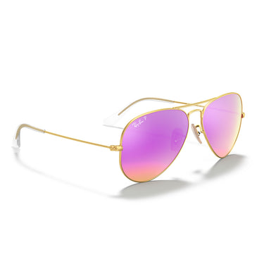 Ray-Ban Occhiali da Sole RB3025 112/1Q Aviator Gradient Oro/Flash Ciclamino Unisex Polarizzati 5