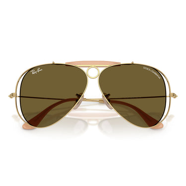 Ray-Ban Occhiali da Sole RB3138M 001/73 x Dolce & Gabbana The Shooter Oro Arista/Marrone Scuro Unisex 5