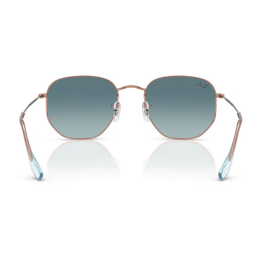 Ray-Ban Occhiali da Sole RB3548N 90353M Hexagonal Rame Blu Sfumato Grigio Unisex 4