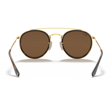 Ray-Ban Occhiali da Sole RB3647N 001 57 Round Double Bridge Oro Arista Marrone B-15 Unisex Polarizzati 4
