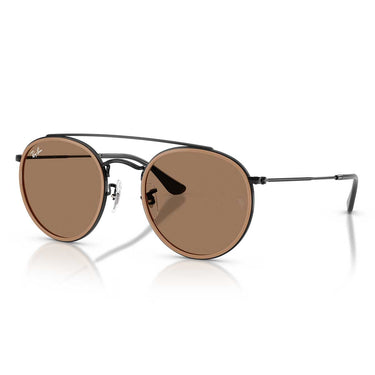 Ray-Ban Occhiali da Sole RB3647N 927973 Round Double Bridge Nero/Marrone Unisex 2