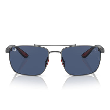 Ray-Ban Lunettes de Soleil RB3715M F08580 Scuderia Ferrari Argent/Bleu Foncé Unisexe