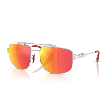 Ray-Ban Occhiali da Sole RB3789M F0071D x Scuderia Ferrari Argento/Rosso Grigio Specchiato Unisex 1