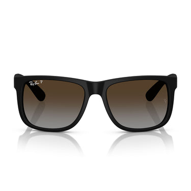 Ray-Ban Occhiali da Sole RB4165 622 T5 Justin Gomma Nera Grigio Sfumato Marrone Unisex Polarizzati