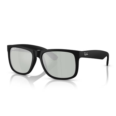 Ray-Ban Sunglasses RB4165 622 Y4 Justin Rubber Black Green Mirror Gray Unisex Polarized 1