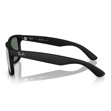 Ray-Ban Sunglasses RB4165 622 Y4 Justin Rubber Black Green Mirror Gray Unisex Polarized 2