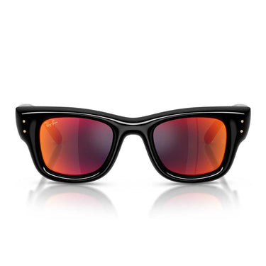 Ray-Ban Occhiali da Sole RB4940 601/6Q Wayfarer Puffer X ASAP Rocky Nero/Marrone Specchiato Arancione Unisex