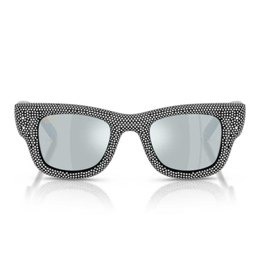 Ray-Ban Occhiali da Sole RB4940BP 686530 Wayfarer Puffer X ASAP Rocky Nero con Strass/Verde Specchiato Argento Unisex