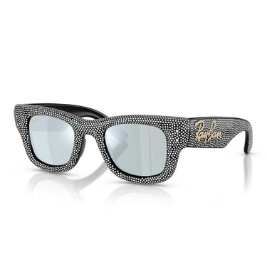 Ray-Ban Occhiali da Sole RB4940BP 686530 Wayfarer Puffer X ASAP Rocky Nero con Strass/Verde Specchiato Argento Unisex 1