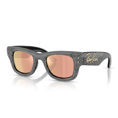 Ray-Ban Occhiali da Sole RB4940BP 68657J Wayfarer Puffer X ASAP Rocky Nero con Strass Marrone Scuro Specchiato Rosé Unisex 2