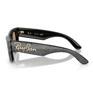 Ray-Ban Occhiali da Sole RB4940BP 68657J Wayfarer Puffer X ASAP Rocky Nero con Strass Marrone Scuro Specchiato Rosé Unisex 3