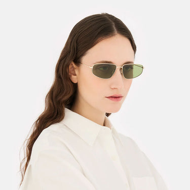 RetroSuperFuture Occhiali da Sole Isedra Classic HOS Oro Verde Unisex 4