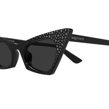 Alexander McQueen Occhiali da Sole AM0557S 005 Nero Con Strass Grigio Donna  3