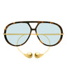 Bottega Veneta Lunettes de Soleil BV1273S 007 Drop Aviator Havana/Vert Unisexe