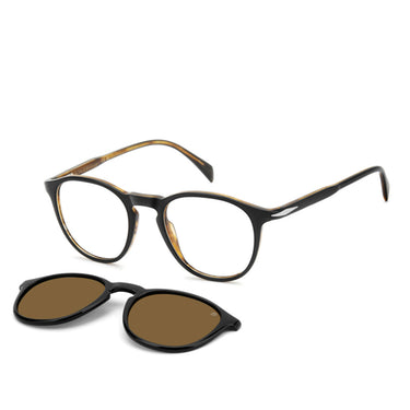 David Beckham Occhiali da Vista DB 1018 C 05KSP Nero Marrone Trasparente con Clip Polarizzata Uomo  2