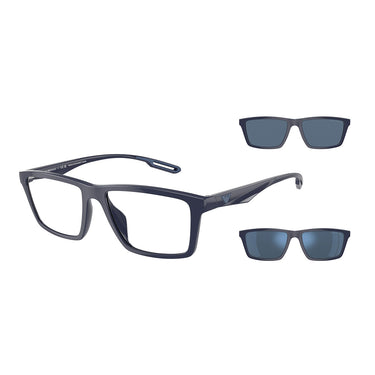 Emporio Armani Occhiali da Vista EA4189U 57591W Blu Lucido/Trasparente con 2 Clip Uomo 4