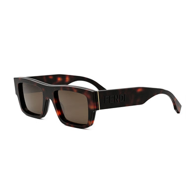 Fendi Signature Brązowe Prostokątne Okulary Przeciwsłoneczne