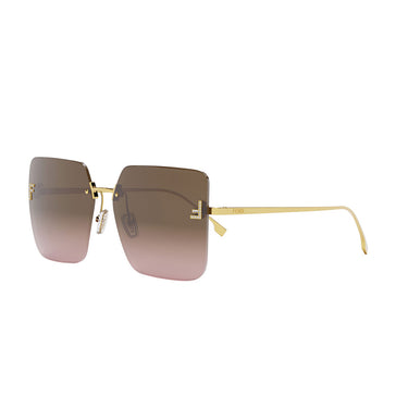 Fendi First Crystal Złote Geometryczne Okulary Przeciwsłoneczne