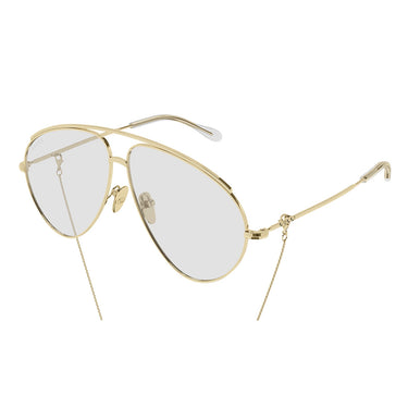 Gucci Occhiali da Sole GG1654S 010 Oro/Trasparente Donna Con Catenina 2