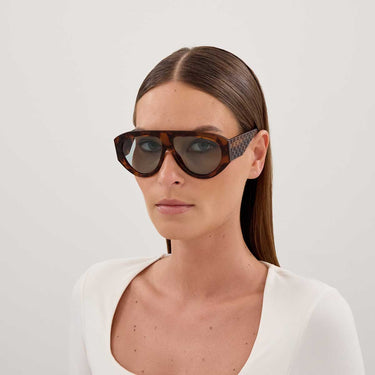 Gucci Occhiali da Sole GG2128S 003 Marrone Scuro/Verde Donna 1