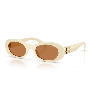 Miu Miu Occhiali da Sole MU06ZS 21D90Q Bianco Latte Marrone Donna 2
