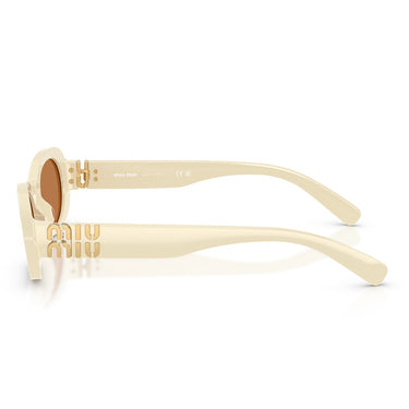 Miu Miu Occhiali da Sole MU06ZS 21D90Q Bianco Latte Marrone Donna 3