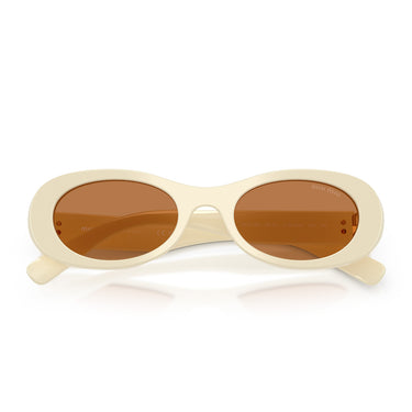 Miu Miu Occhiali da Sole MU06ZS 21D90Q Bianco Latte Marrone Donna 5