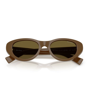 Miu Miu Occhiali da Sole MUC03SU 23R09Z Verde Militare Marrone Scuro Donna 5